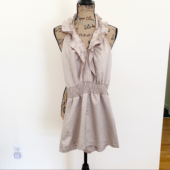 Urban Outfitters Silence and Noise Beige Pleated Ruffle Romper - Picture 1 of 6